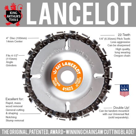 Disc pentru sculptură Lancelot 22 dinti de la King Arthur's Tools - Gaura de fixare - 14mm