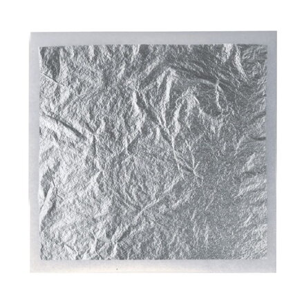 Lístkové striebro, čisté, 9,5 x 9,5 cm, podlepené, 1 knižka = 25 lístkov 